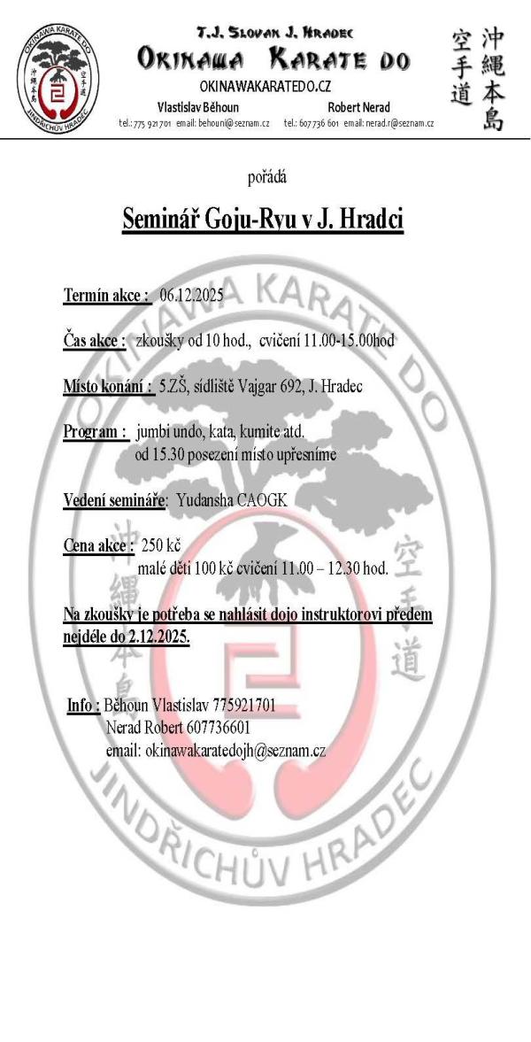 Vánoční seminář Goju - Ryu Karate Do