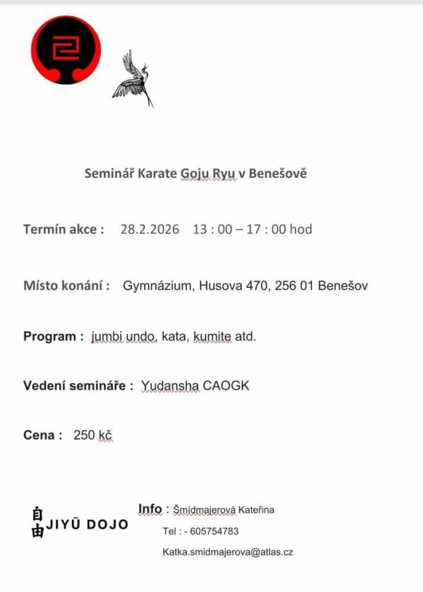 Seminář Karate Goju Ryu v Benešově